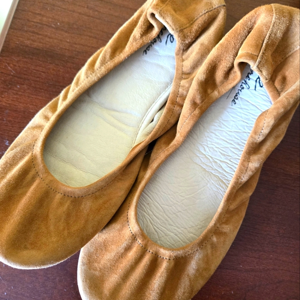 Suede Ballet Flats in Camel - Women Flats & Loafers
